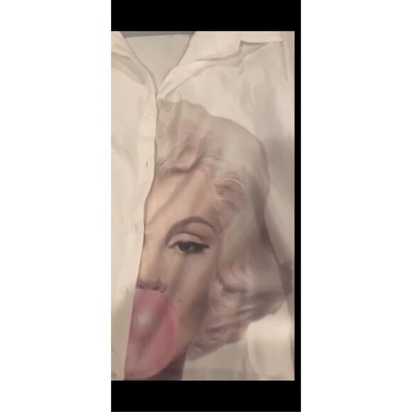 Marilyn Monroe button down blouse, have in White and Blk . - Picture 13 of 16